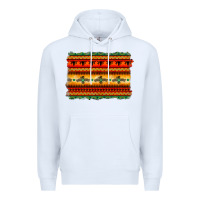 White bullskull thunderbird aztec pattern warm colors Premium Hoodie - BarkalooDesign