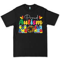 Black Proud Autism Mom sunflower Premium Tee - CowhideDigitalArt