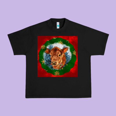 Christmas Red Angus Calf Head Urban Heavy Tee Designed By Lillyallendesigns