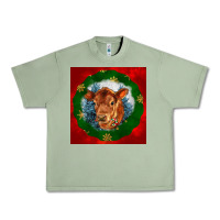 Oil Green christmas red angus calf head Urban Heavy Tee - LillyAllenDesigns