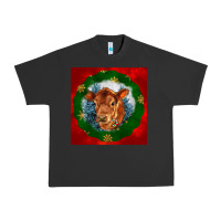 Pigment Black christmas red angus calf head Urban Heavy Tee - LillyAllenDesigns