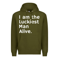 Army Green luckiest man alive Premium Hoodie - linhVisuals