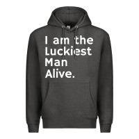 Charcoal Heather luckiest man alive Premium Hoodie - linhVisuals