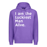 Purple luckiest man alive Premium Hoodie - linhVisuals