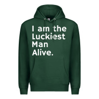 Sports Green luckiest man alive Premium Hoodie - linhVisuals