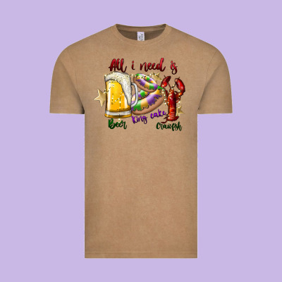 All I Need Is Beer King Cake Crawfish Vintage Tee Designed By Sublimationcraftshop