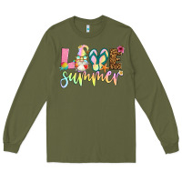 Army Green love summer with gnome Long Sleeve Tee - Artiststas