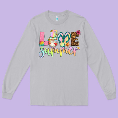 Love Summer With Gnome Long Sleeve Tee Designed By Artiststas