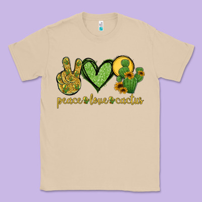 Peace Love Cactus Classic Tee Designed By Jasminsmagicworld