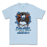 Dusty Blue dental assistant messy bun Classic Tee - BarkalooDesign