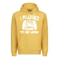 Antique Gold i paused my game to be here Premium Hoodie - linhVisuals