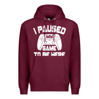 Burgundy i paused my game to be here Premium Hoodie - linhVisuals