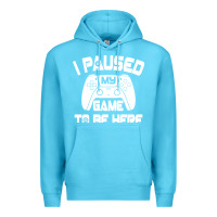 Ocean Blue i paused my game to be here Premium Hoodie - linhVisuals