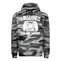 Slate Camo i paused my game to be here Premium Hoodie - linhVisuals