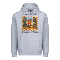 Heather Grey restore the wolf defenders of wildlife Premium Hoodie - linhVisuals