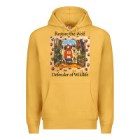 Mustard restore the wolf defenders of wildlife Premium Hoodie - linhVisuals