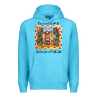 Ocean Blue restore the wolf defenders of wildlife Premium Hoodie - linhVisuals