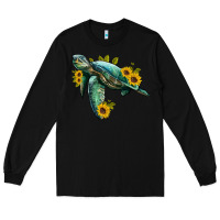 Black sea turtle with sunflowers Long Sleeve Tee - Artiststas