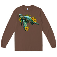 Chestnut sea turtle with sunflowers Long Sleeve Tee - Artiststas