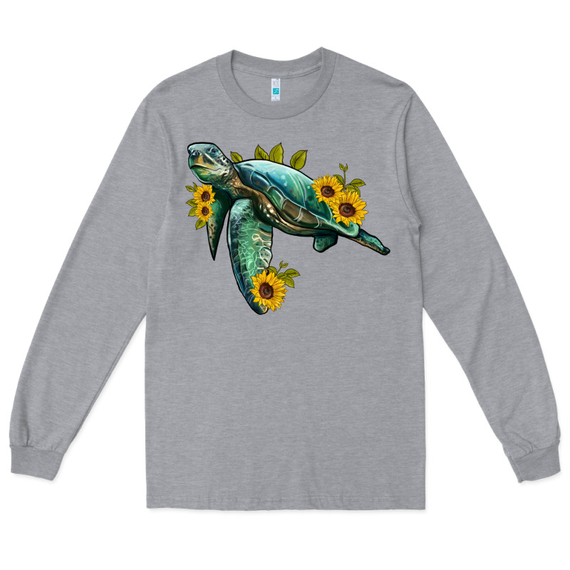 Sea Turtle With Sunflowers Long Sleeve Tee by Artiststas | Teevron