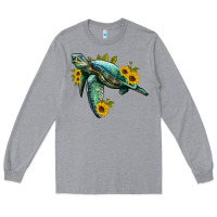 Heather Grey sea turtle with sunflowers Long Sleeve Tee - Artiststas