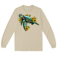 Mushroom sea turtle with sunflowers Long Sleeve Tee - Artiststas