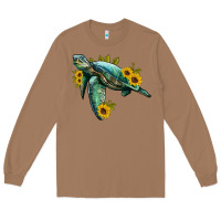 Toasted Coconut sea turtle with sunflowers Long Sleeve Tee - Artiststas