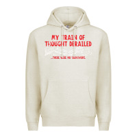 Oatmeal Heather my train of thought derailed Premium Hoodie - linhVisuals