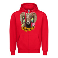 Red Bighorn Sheep Zipper Hoodie - RanaPortraitStore