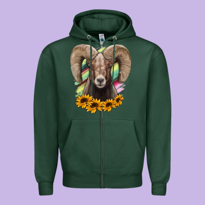 Bighorn Sheep Zipper Hoodie Designed By Ranaportraitstore