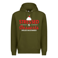 Army Green stressed is desserts spelled backwards Premium Hoodie - linhVisuals