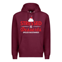 Burgundy stressed is desserts spelled backwards Premium Hoodie - linhVisuals