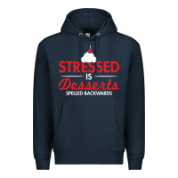 Navy stressed is desserts spelled backwards Premium Hoodie - linhVisuals