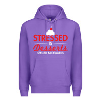 Purple stressed is desserts spelled backwards Premium Hoodie - linhVisuals