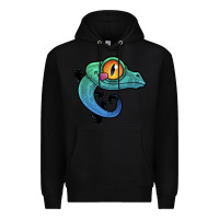 Black cute colorful cartoon gecko Premium Hoodie - linhVisuals