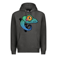 Charcoal Heather cute colorful cartoon gecko Premium Hoodie - linhVisuals