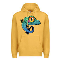 Mustard cute colorful cartoon gecko Premium Hoodie - linhVisuals