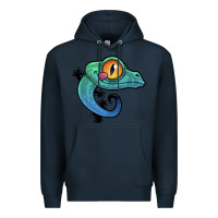 Navy cute colorful cartoon gecko Premium Hoodie - linhVisuals