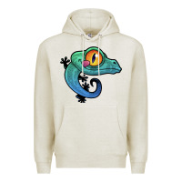 Oatmeal Heather cute colorful cartoon gecko Premium Hoodie - linhVisuals