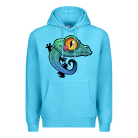 Ocean Blue cute colorful cartoon gecko Premium Hoodie - linhVisuals