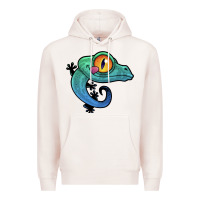 Pale Pink cute colorful cartoon gecko Premium Hoodie - linhVisuals