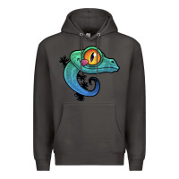 Smoke cute colorful cartoon gecko Premium Hoodie - linhVisuals
