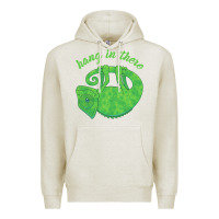 Oatmeal Heather hang in there magical chameleon Premium Hoodie - linhVisuals
