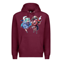 Burgundy Houshou Marine and Uruha Rushia Premium Hoodie - linhVisuals