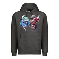 Charcoal Heather Houshou Marine and Uruha Rushia Premium Hoodie - linhVisuals