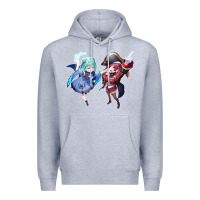 Heather Grey Houshou Marine and Uruha Rushia Premium Hoodie - linhVisuals