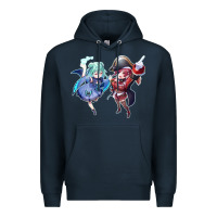 Navy Houshou Marine and Uruha Rushia Premium Hoodie - linhVisuals