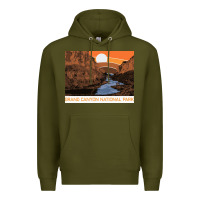 Army Green vintage grand canyon national park retro colorado river 80s Premium Hoodie - linhVisuals