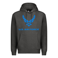 Charcoal Heather us force usaf distressed Premium Hoodie - linhVisuals