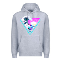 Heather Grey vaporwave aesthetic Premium Hoodie - linhVisuals
